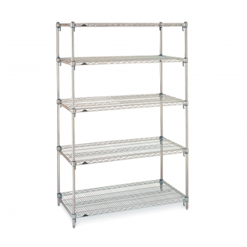 Super Erecta Super Adjustable 5 Shelf Stationary Wire Shelving Unit, 74″H (Stainless Steel)