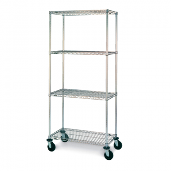 Super Erecta 4 Shelf Mobile Wire Shelving Unit, 79″H (Chrome)