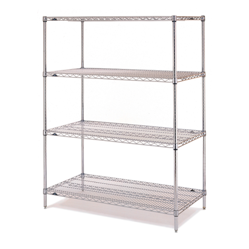 Super Erecta 4 Shelf Stationary Wire Shelving Unit, 74″H (Stainless Steel)