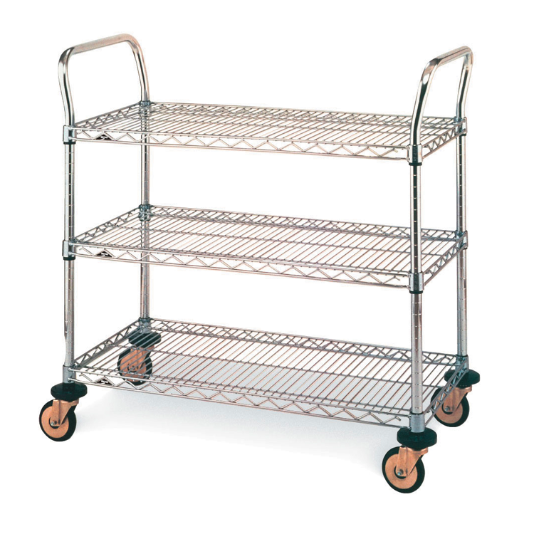 MW Series 3 Tier Wire Shelves Utility Cart