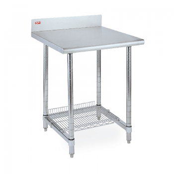 Stationary Lab Table With Back Splash And U Frame (Stainles Steel)