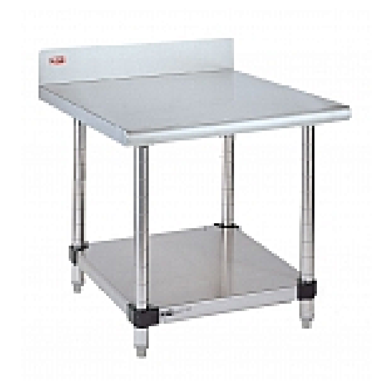 Stationary Lab Table With Back Splash And Solid Lower Shelf (Stainles Steel)
